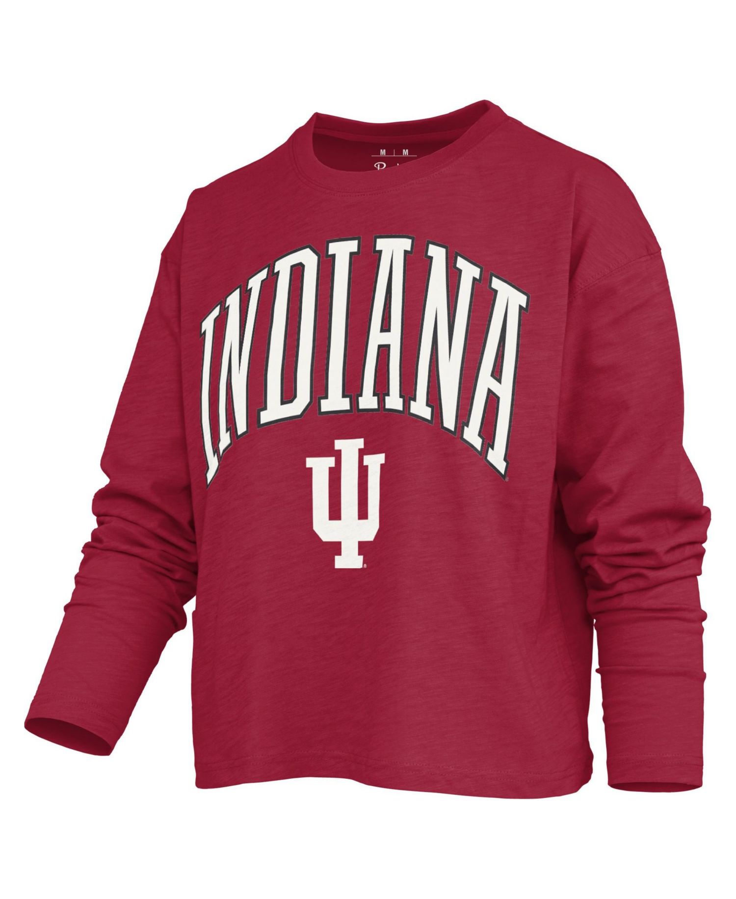 Women's Motley Indiana Hoosiers Burnout Crewneck Long-Sleeve T-Shirt