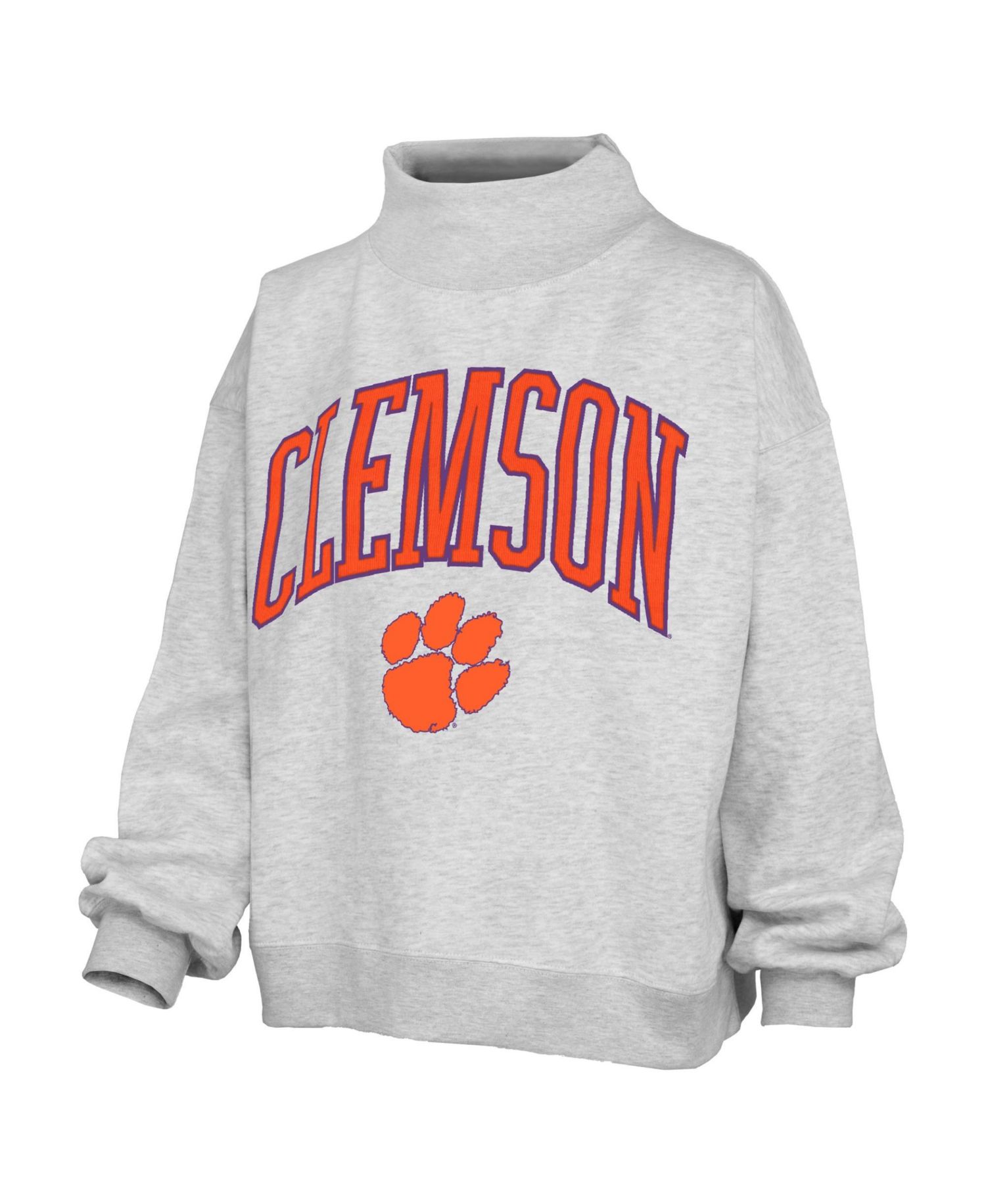 Women's Clemson Tigers Nelson Texture Lingo Mock Neck Fleece Sweatshirt
