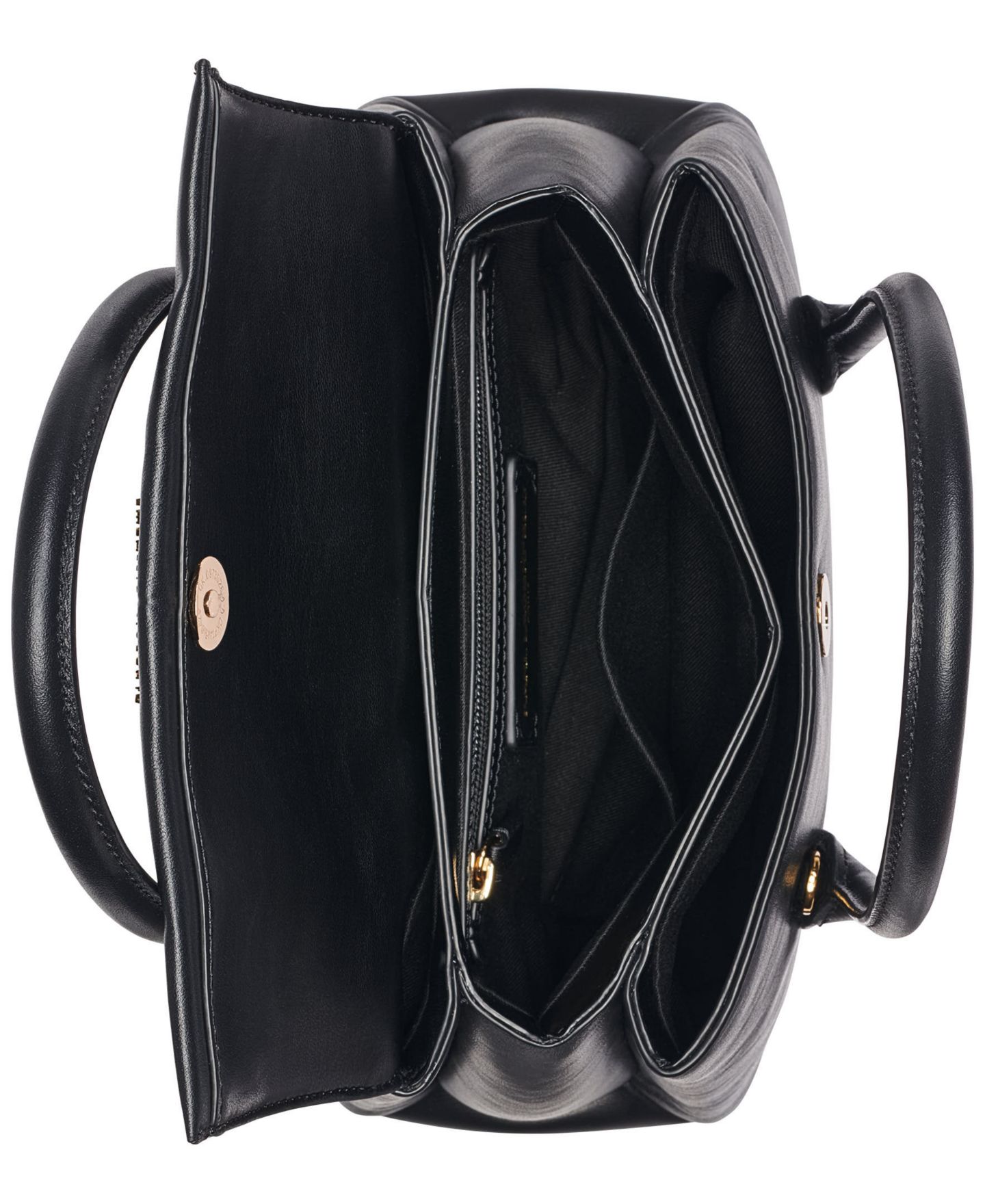 Женская сумка KARL LAGERFELD PARIS Rosalee Small Leather Satchel Handbag, цвет: Чёрный / Золотой — фото 6