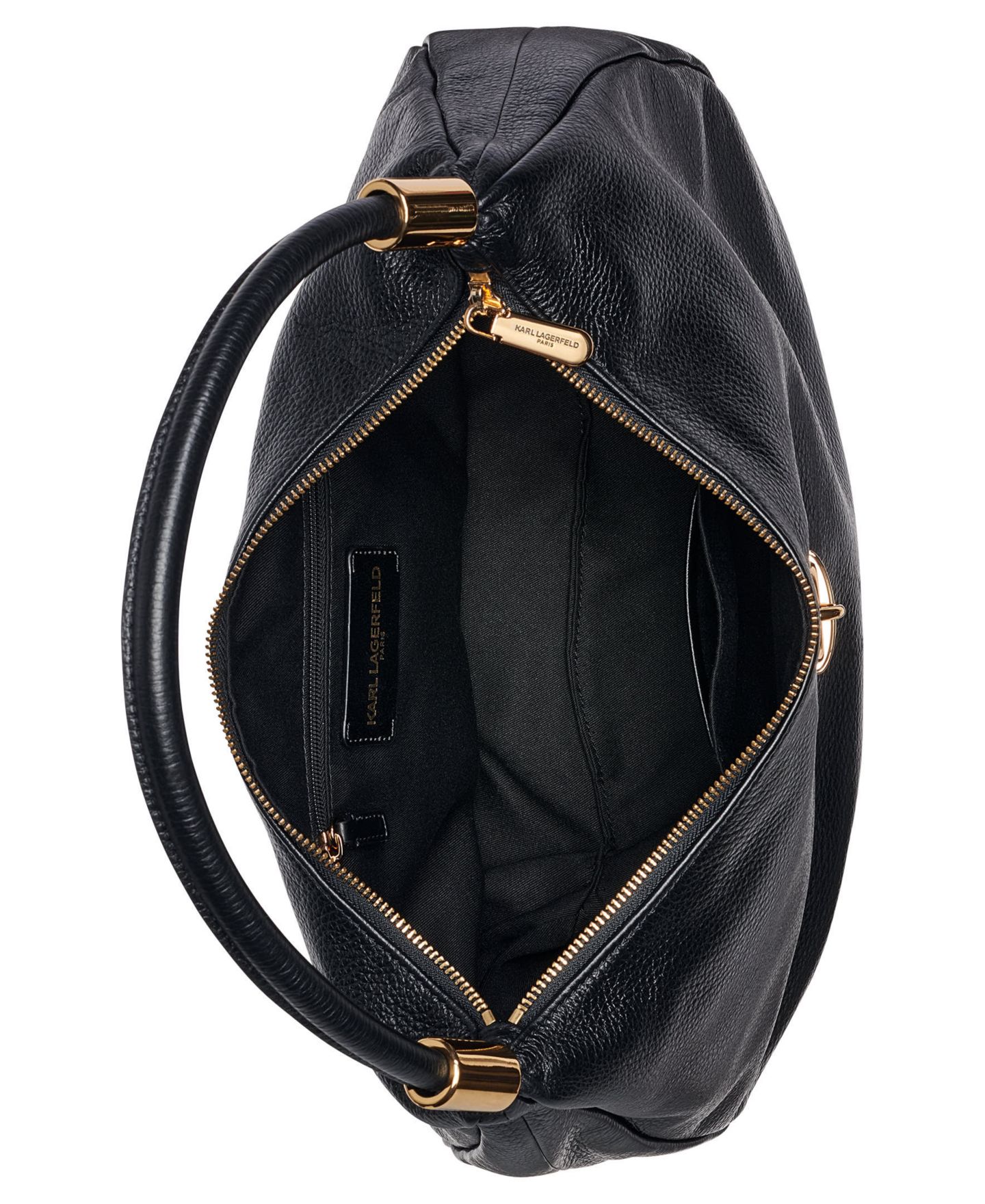 Женская сумка KARL LAGERFELD PARIS Maelynn Large Leather Hobo, цвет: Чёрный / Золотой — фото 7