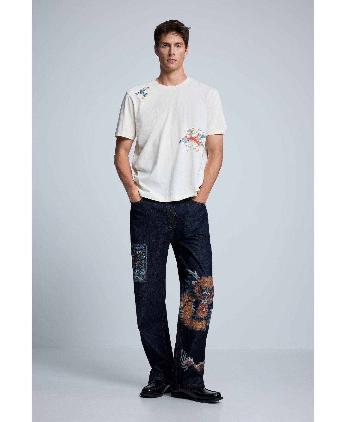 Мужская футболка Desigual Embroidered, цвет: Светлый бежевый — фото 4
