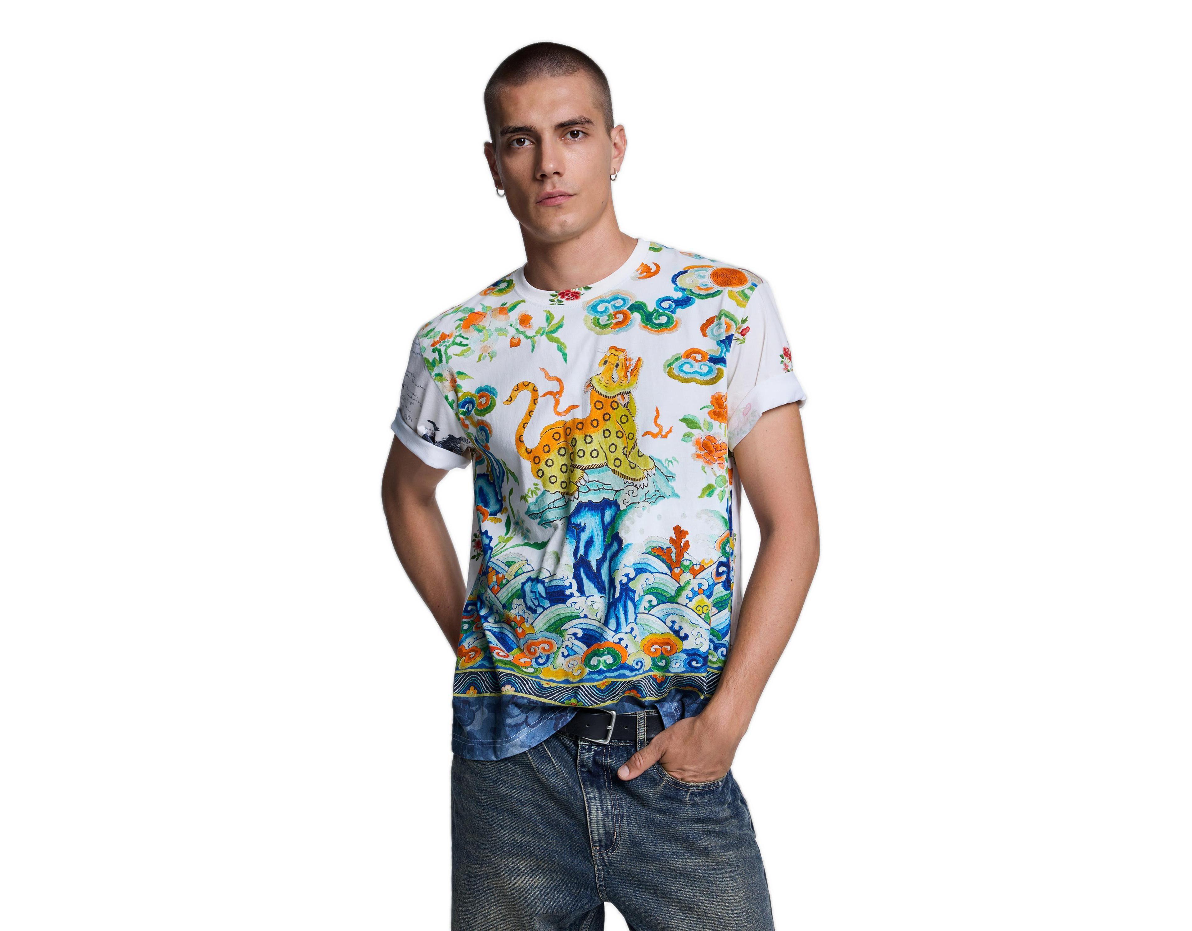 Desigual Men's Graphic-Print Crew Neck T-Shirt