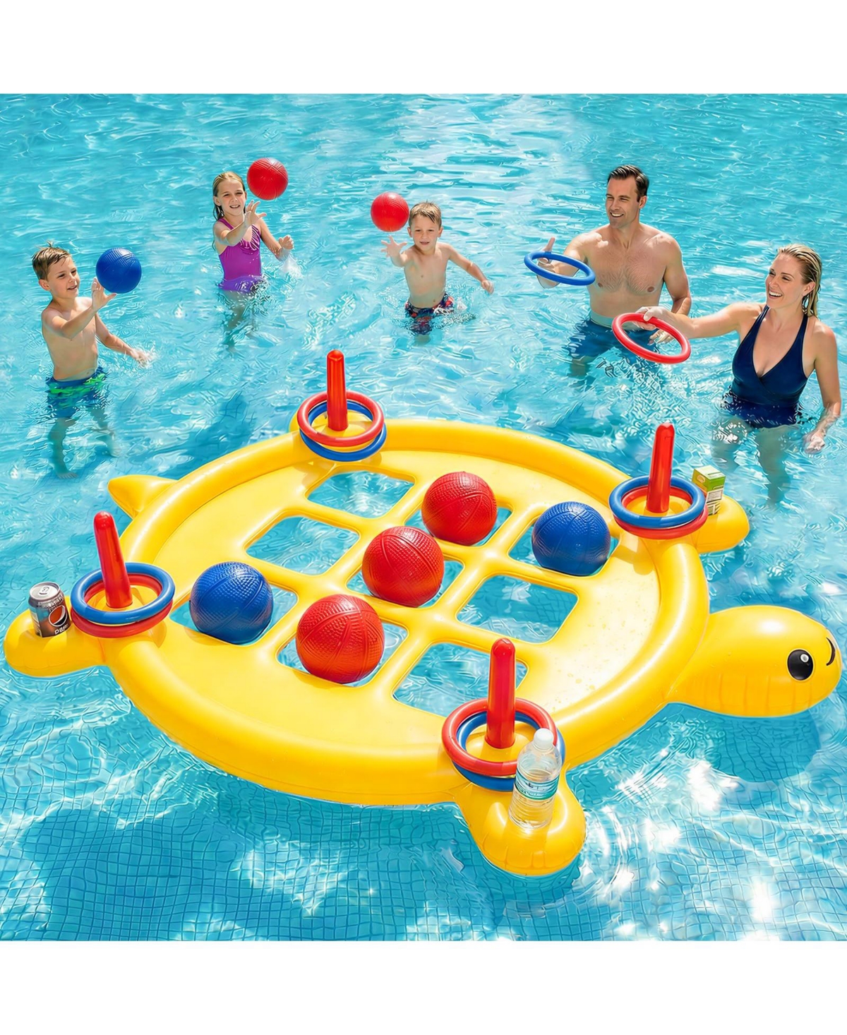 Gnuadz 2 In 1 Inflatable Pool Game Set Tic Tac Ring Toss