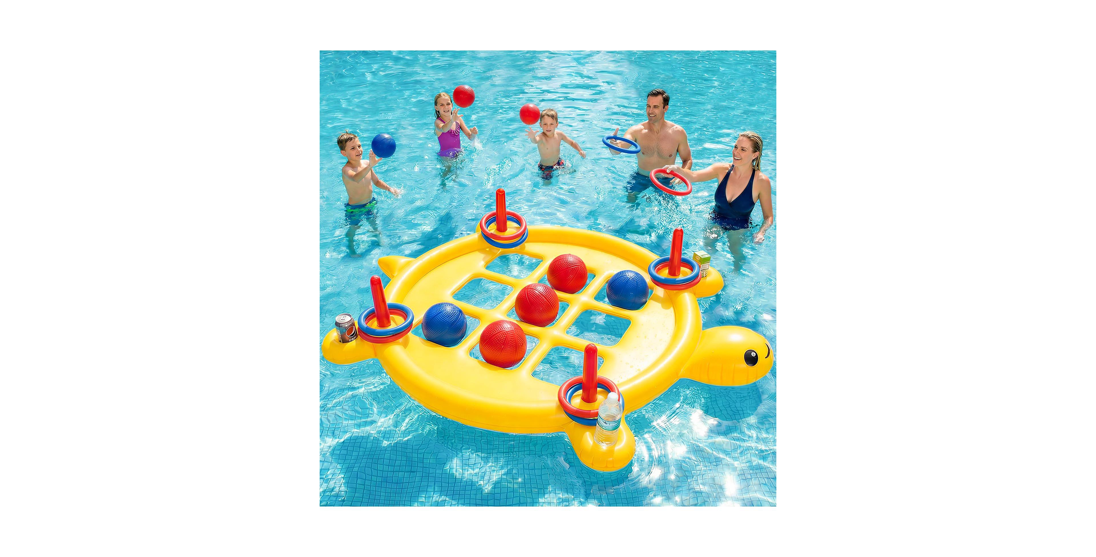 Gnuadz 2 In 1 Inflatable Pool Game Set Tic Tac Ring Toss