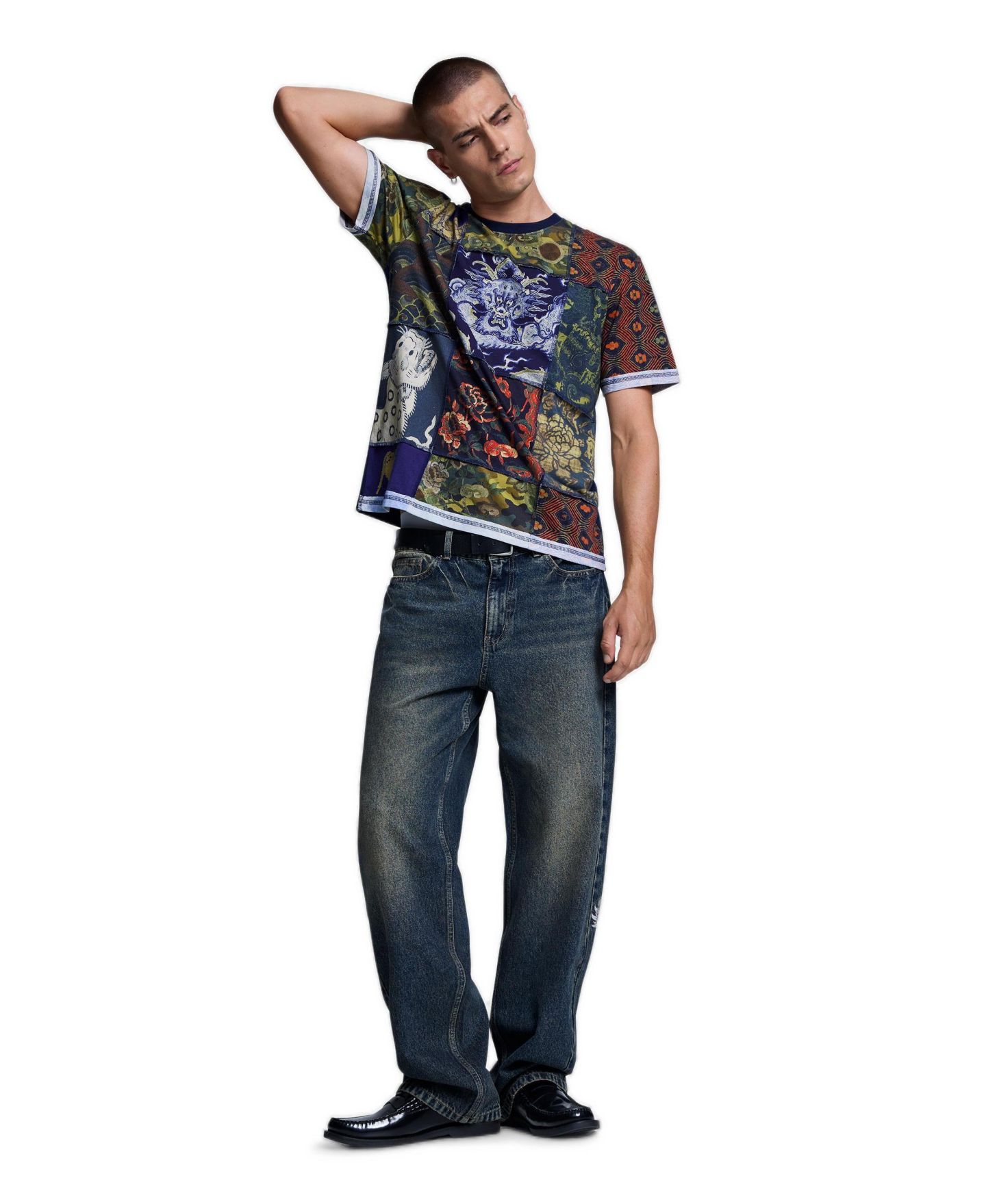 Мужская футболка Desigual Patchwork Print, цвет: Тёмно-синий — фото 2