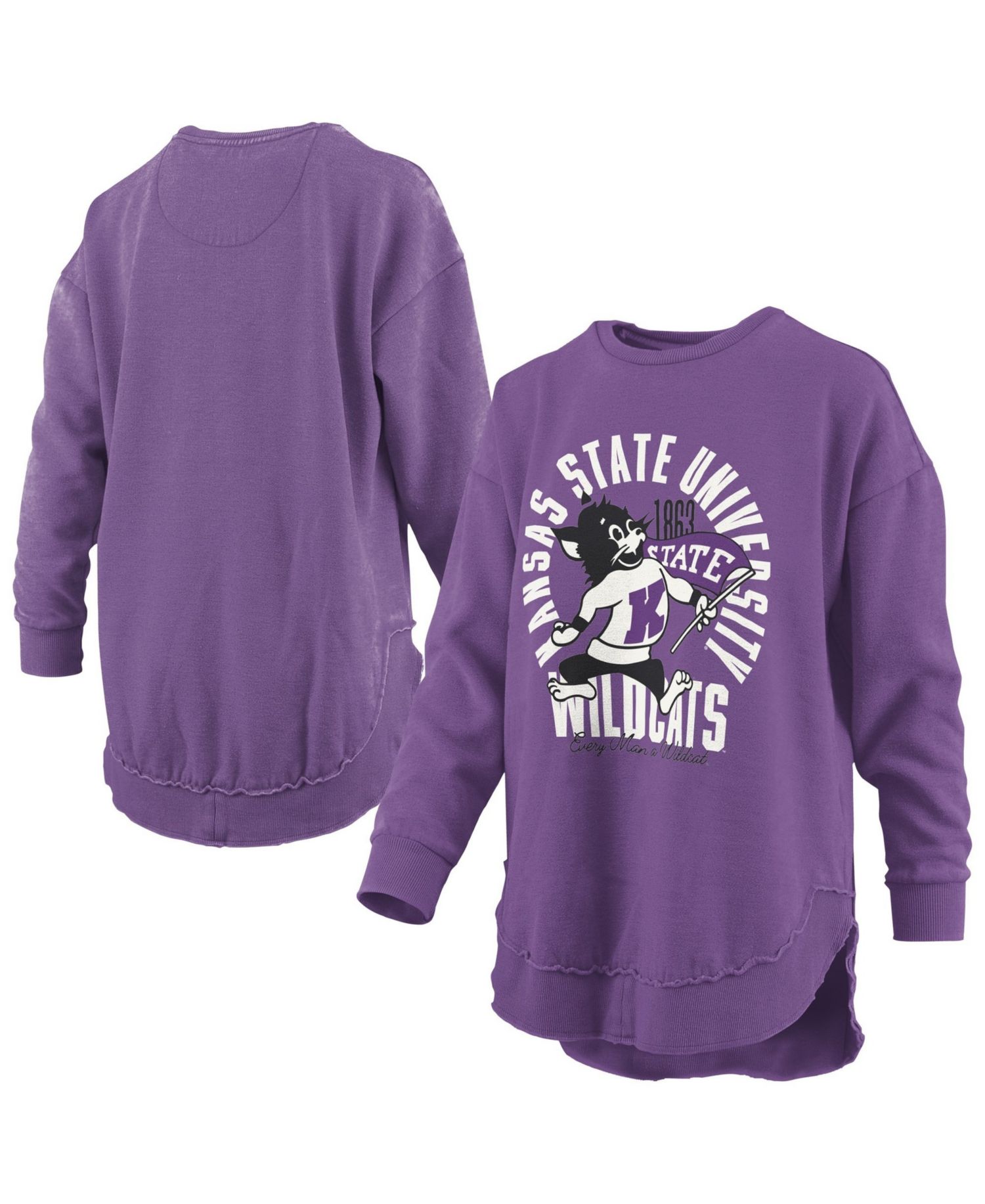 Women's Kansas State Wildcats Blitz Fleece-Lined Graphic Crewneck Sweatshirt