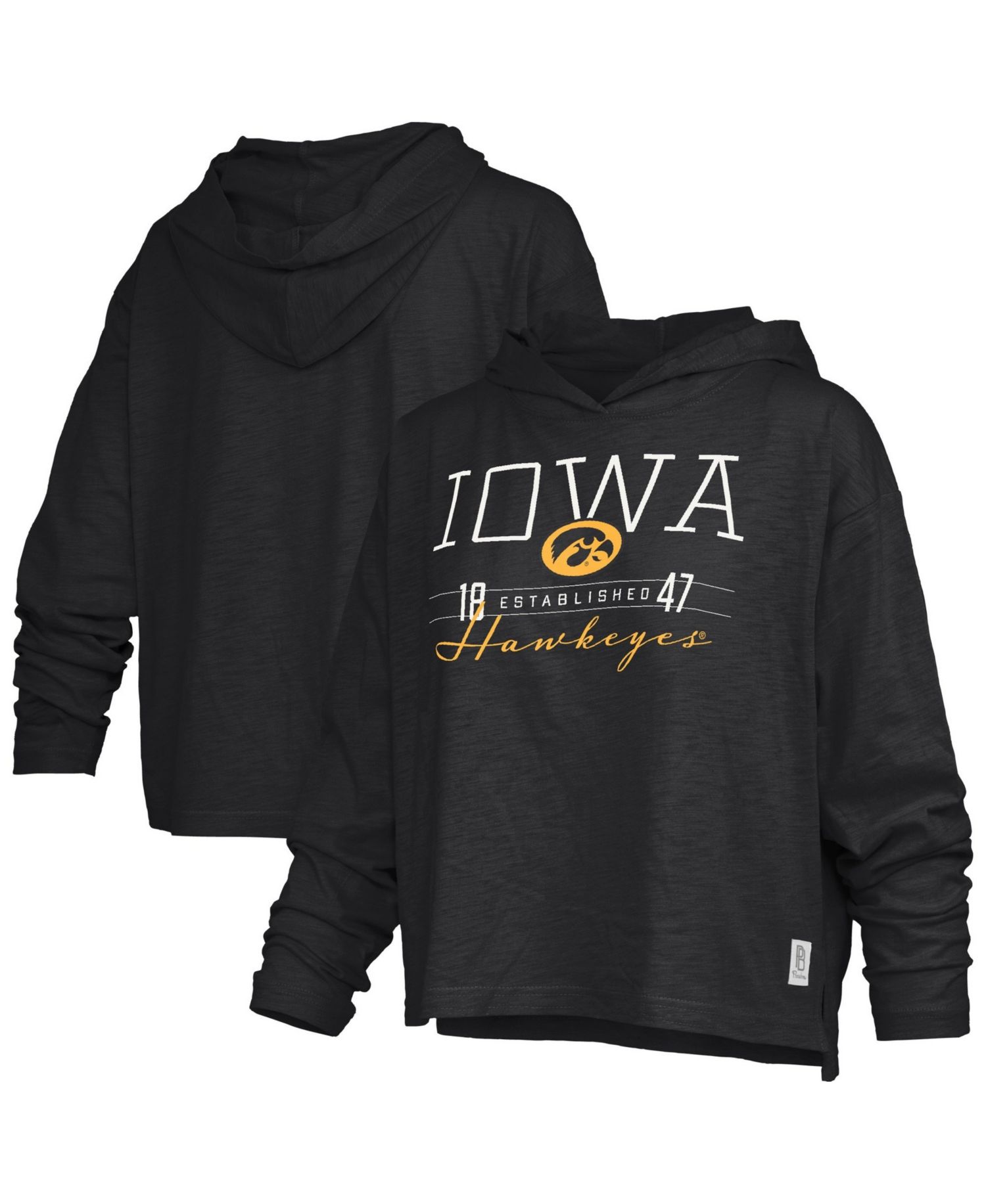 Women's Iowa Hawkeyes Castillo Long-Sleeve Hooded Slub Fabric T-Shirt