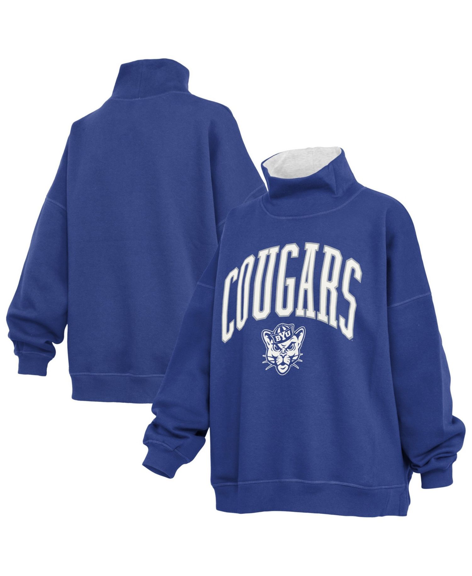 Women's BYU Cougars Oversized Mock Neck Pullover Sweatshirt