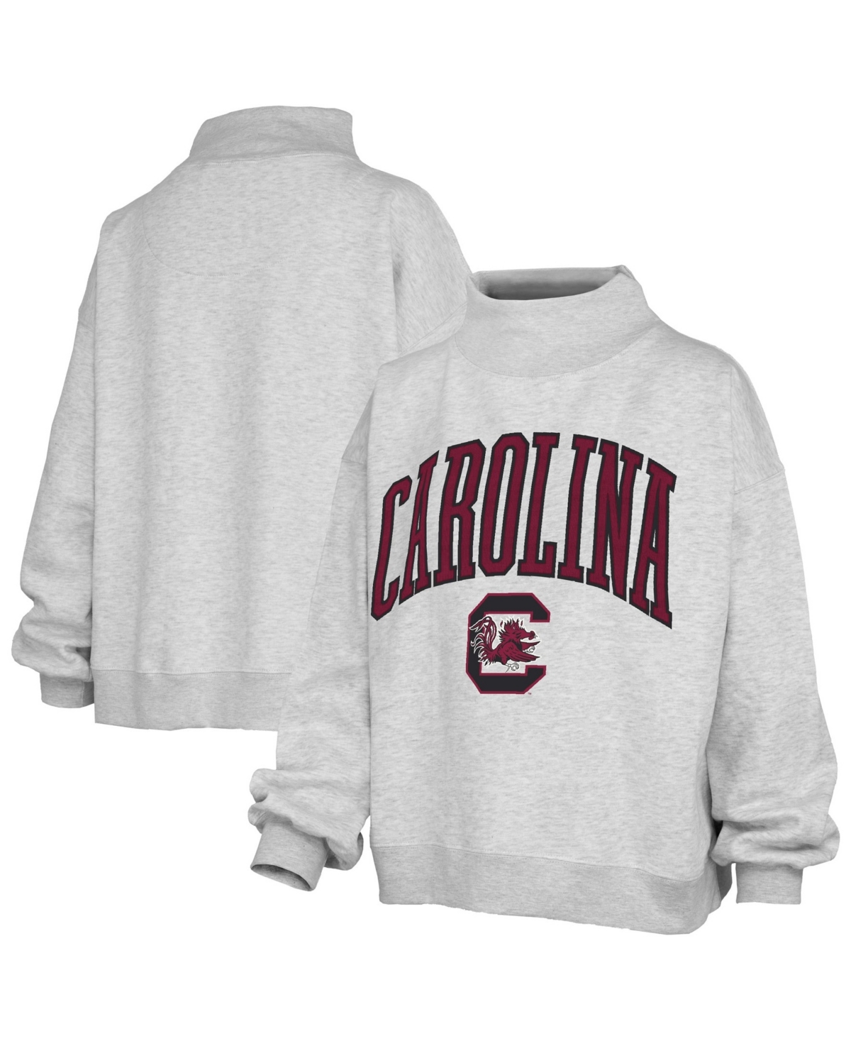 Pressbox Women's South Carolina Gamecocks Nelson Texture Lingo Oversized Mock Neck Sweatshirt - Gray