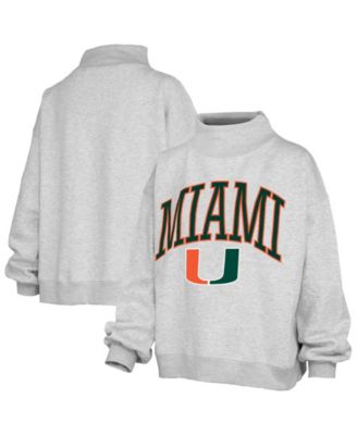 Women's Miami Hurricanes Nelson Texture Lingo Mock Neck Oversized Fleece Sweatshirt