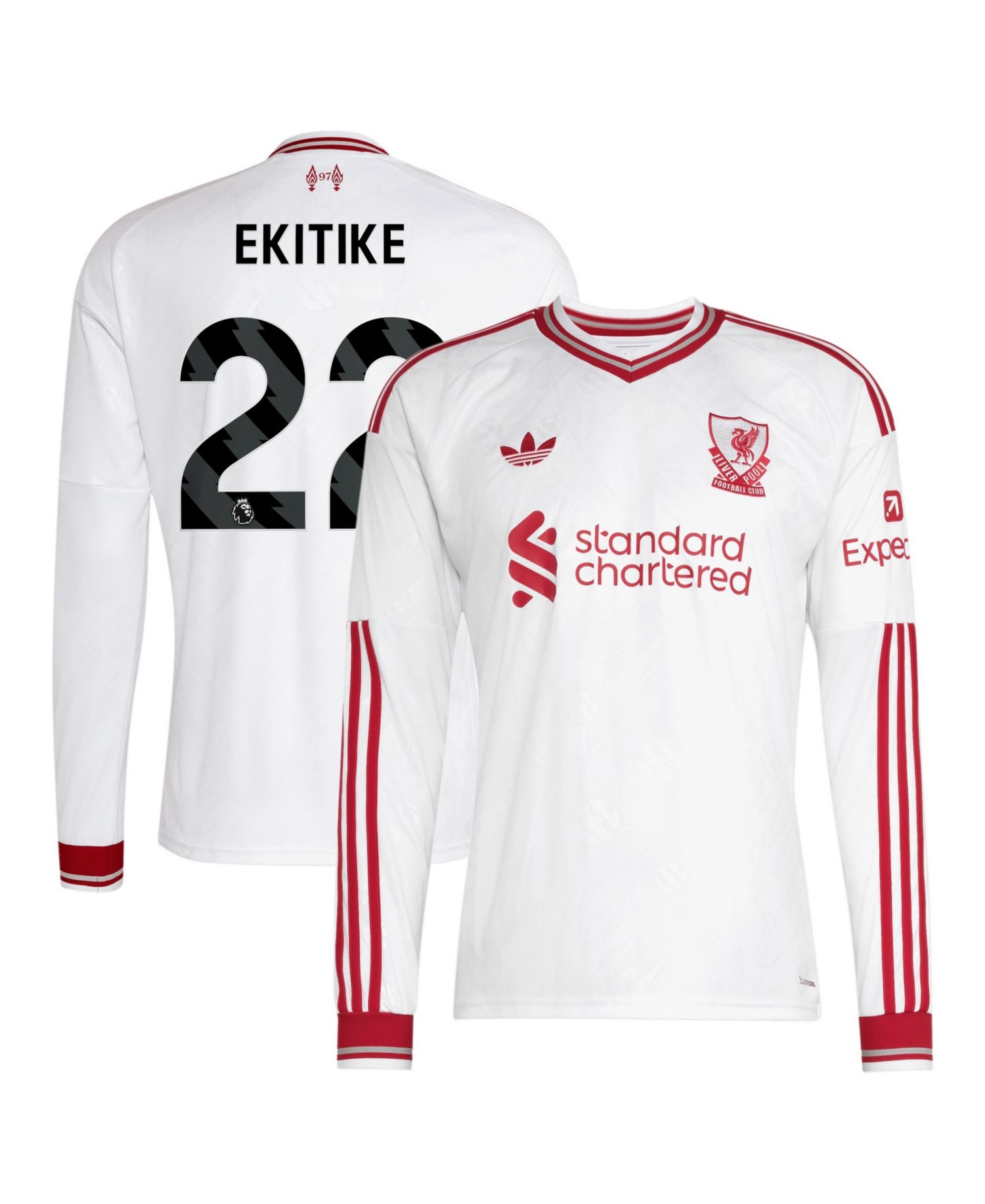Men's Hugo Ekitike White Liverpool 2026/27 Away Replica Long Sleeve Jersey