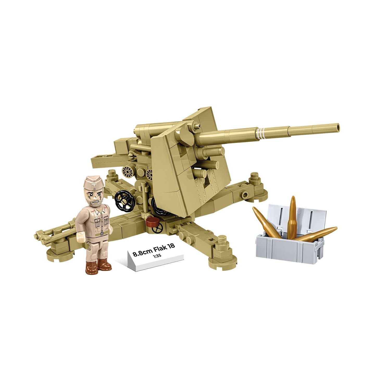 Детский конструктор COBI Historical Collection Wwii 8.8 cm Flak 18 (DAK) Cannon 232-Piece Building Set, Ages 9+ — фото 4