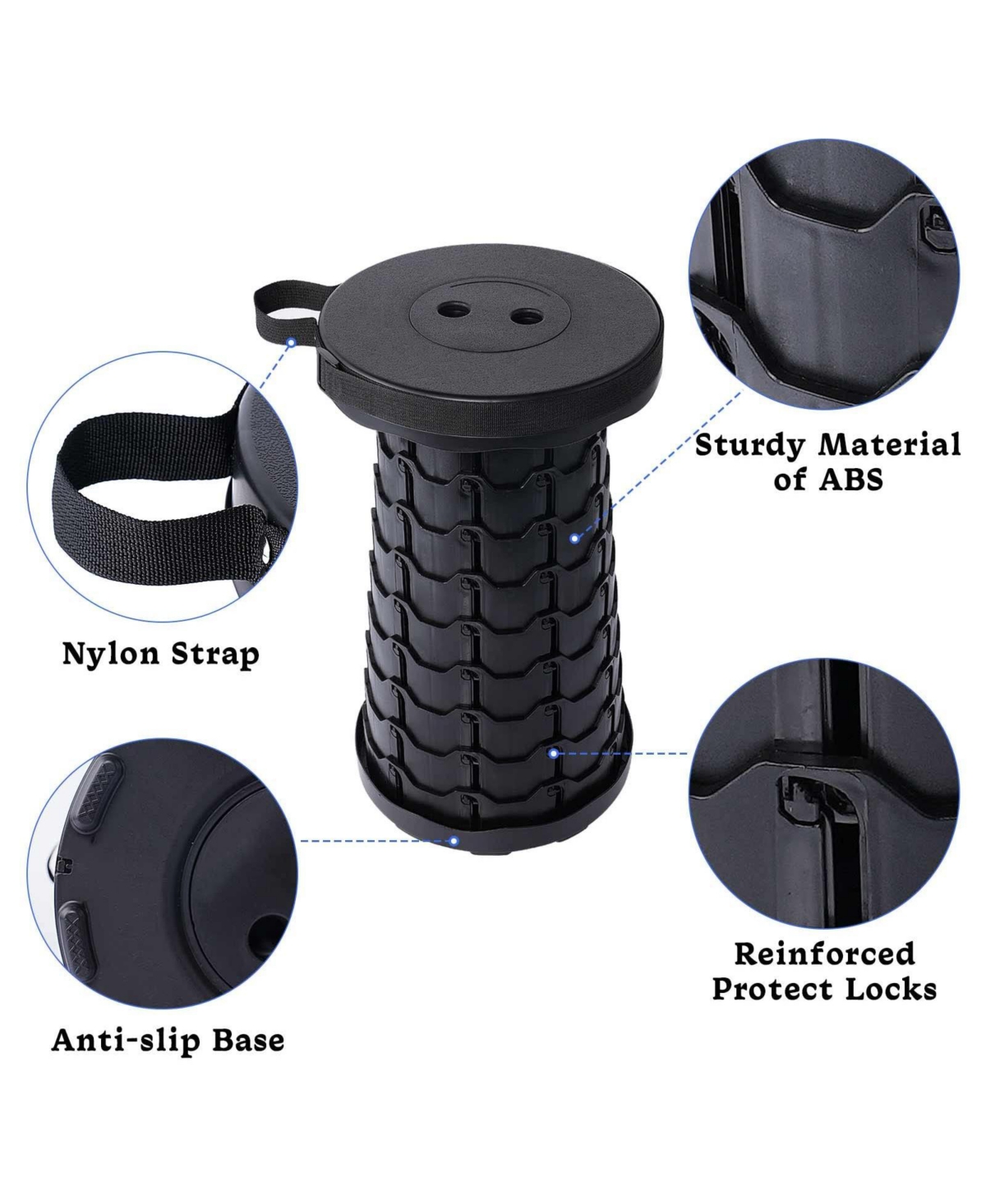 Aofar Foldable Telescoping Stool Portable Retractable Collapsible Camping