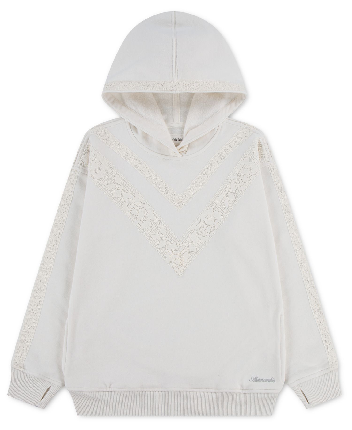 Girls' 5-16 Essential Lace-Trimmed Long-Sleeve Hooded Hoodie