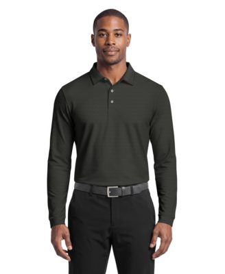 Men's Mini Diamond Jacquard Golf Long-Sleeve Polo Shirt