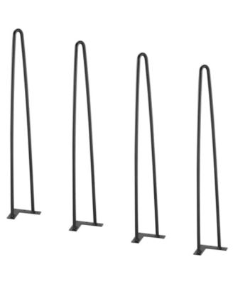 4-Piece 28 Inch Hairpin Furniture Legs with Rubber Floor Protectors for Desks and Nightstands