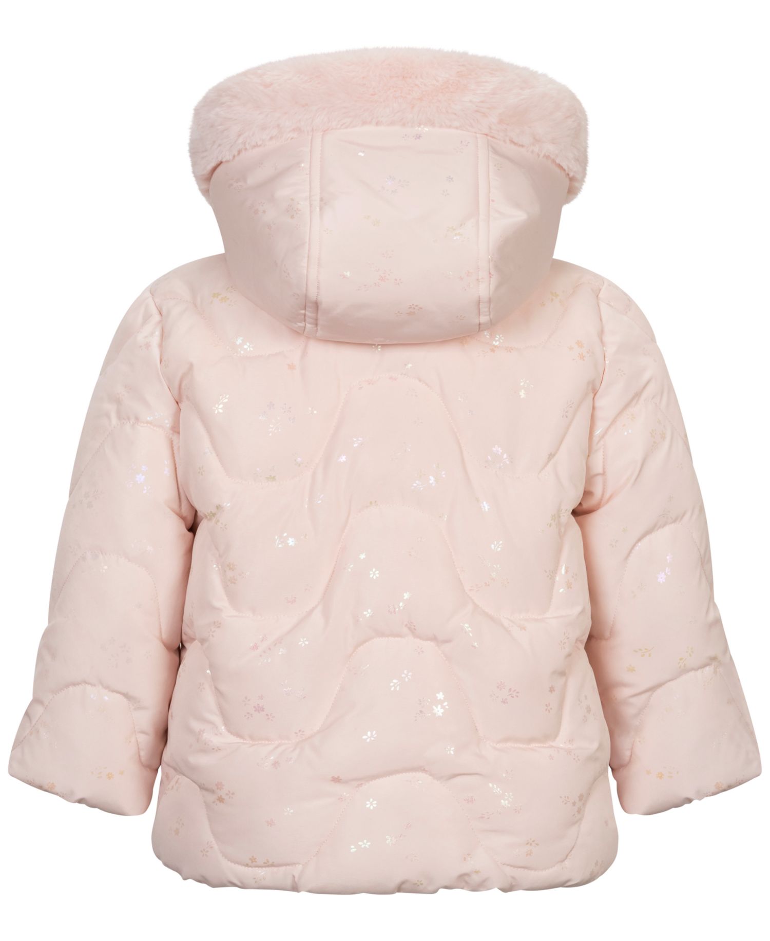 Baby Girls' Foil-Print Quilted Puffer Jacket and Mittens, 2-Piece Set