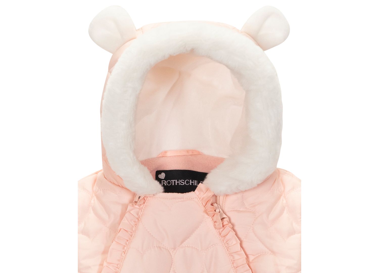 Baby Girls' Heart-Quilted Hooded One Piece