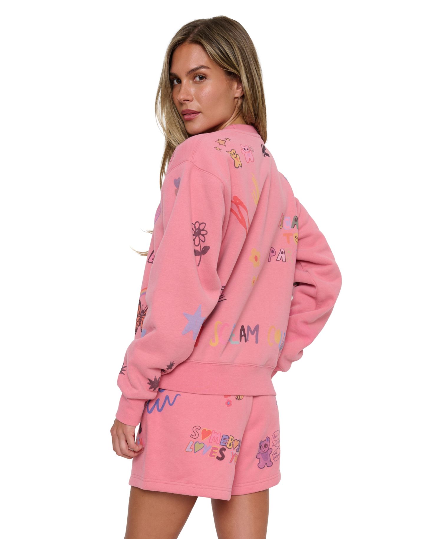 Juniors' Somebody Loves You Graphic Long-Sleeve Cotton-Blend Sweatshirt