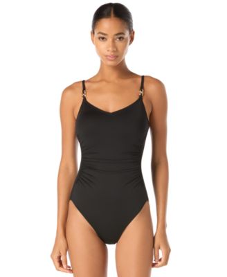 Women's V-Neck Ruched One-Piece Swimsuit