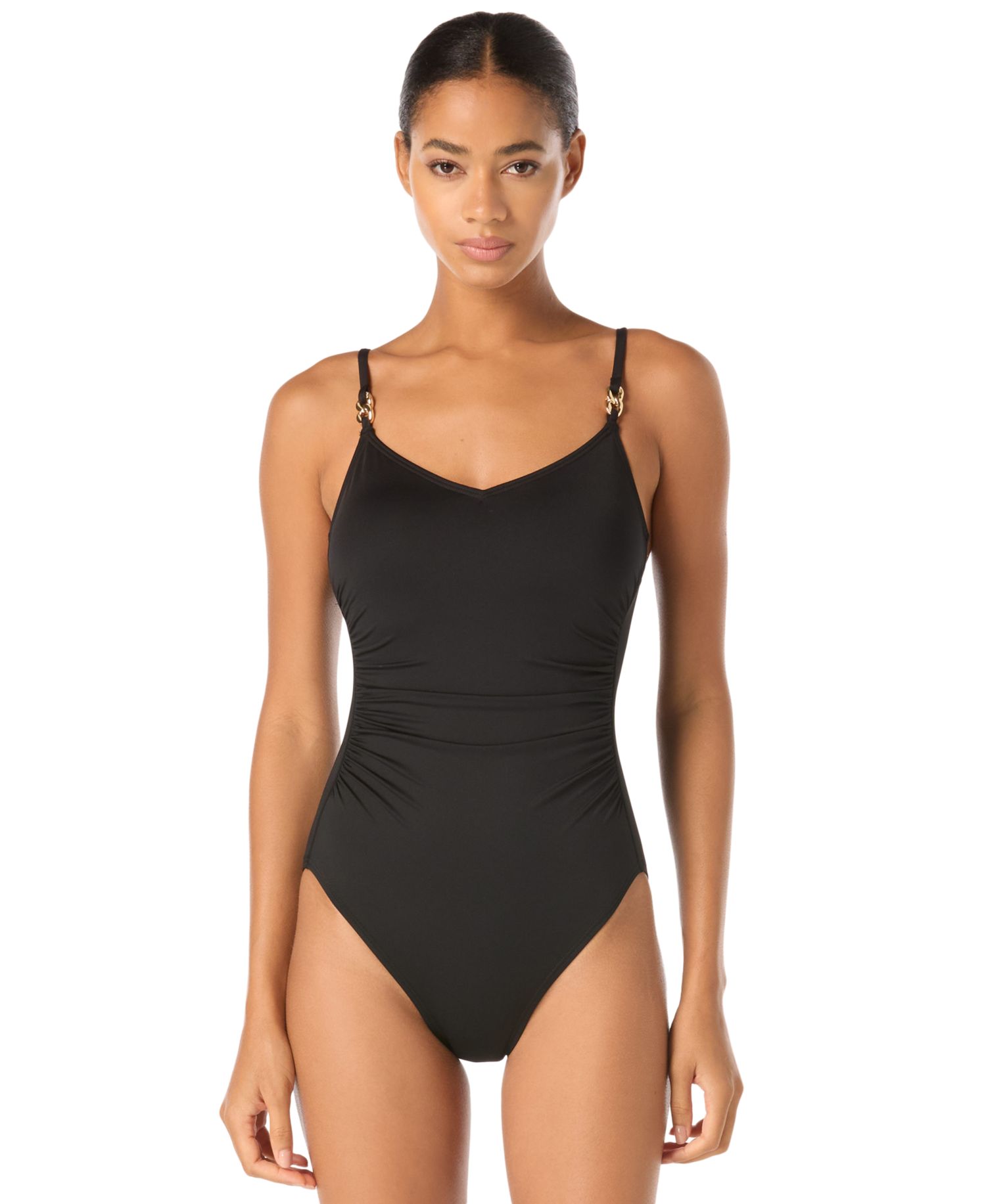 Women's V-Neck Ruched One-Piece Swimsuit