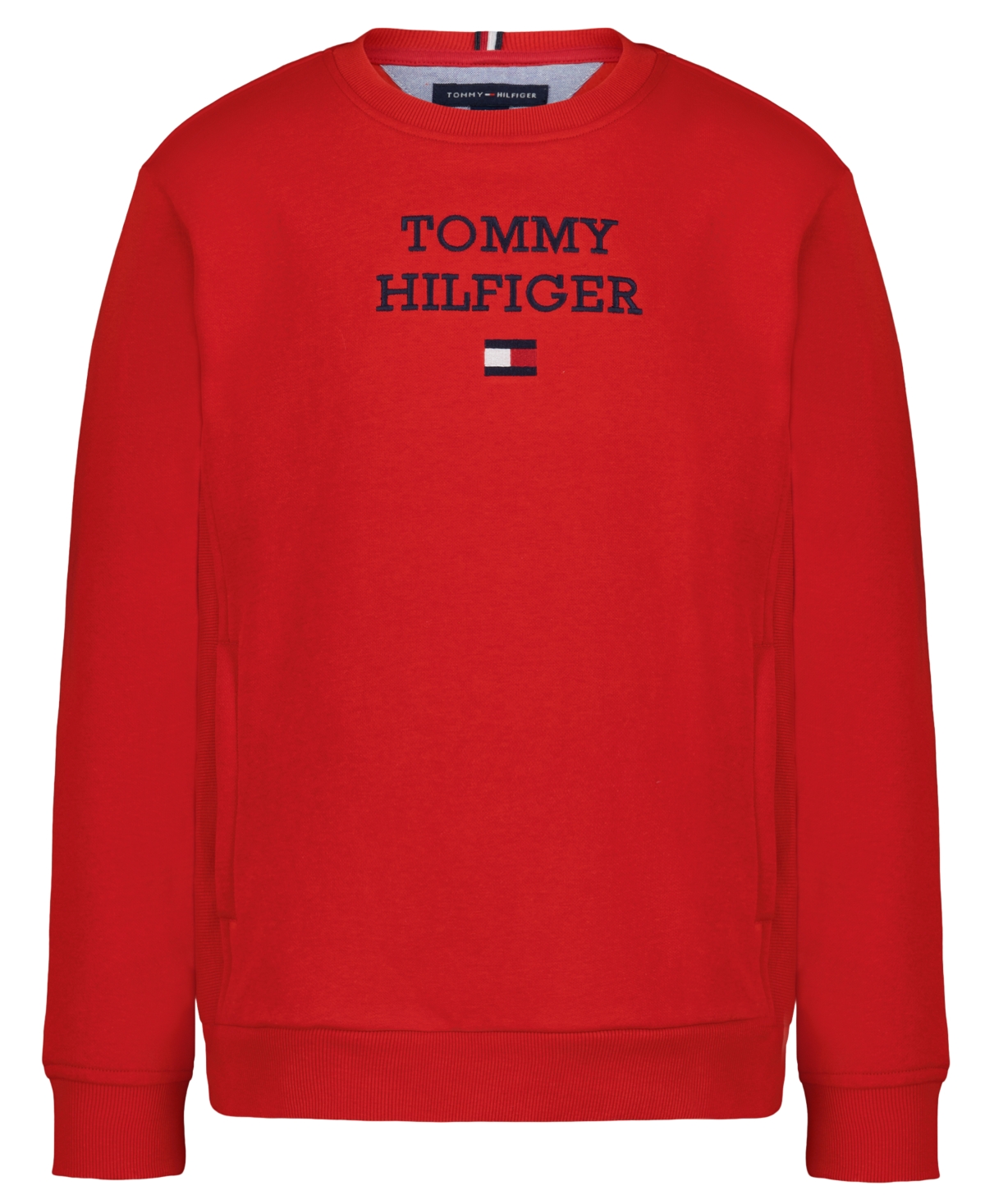 Tommy Hilfiger Women's Classic Lockup Crew Fleece Crewneck Pullover Sweatshirt, Created for Macy's - Tommy Red