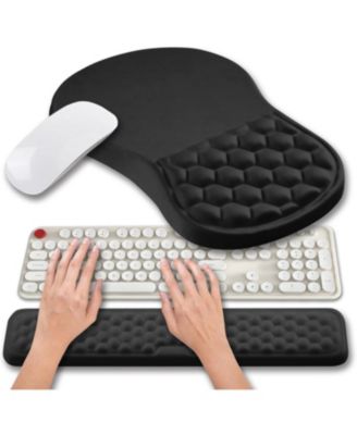 2-in-1 Memory Gel Ergonomic Mouse Pad and Keyboard Wrist Rest Set Compatible with Standard Keyboards and Mice