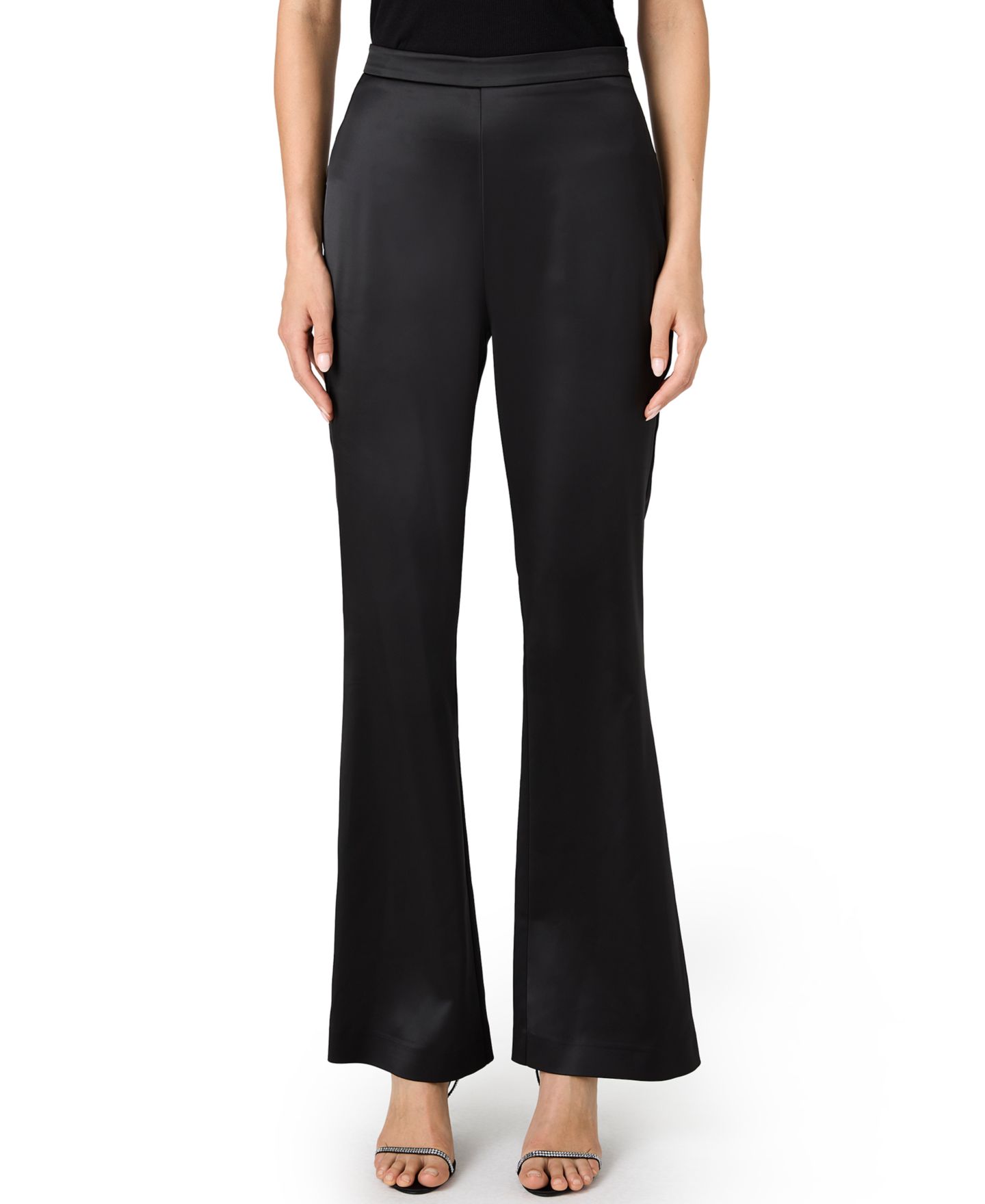 Женские брюки French Connection Maelys Satin Wide-Leg Stretch, цвет: Чёрный — фото 1