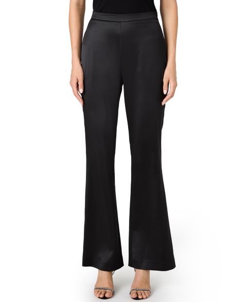 Женские брюки French Connection Maelys Satin Wide-Leg Stretch, цвет: Чёрный
