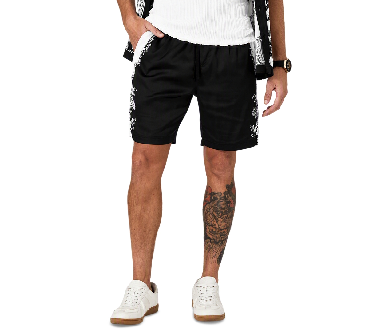 Guess Women's Baroque Framed Tiger Pull-On Shorts, 7.5" Inseam