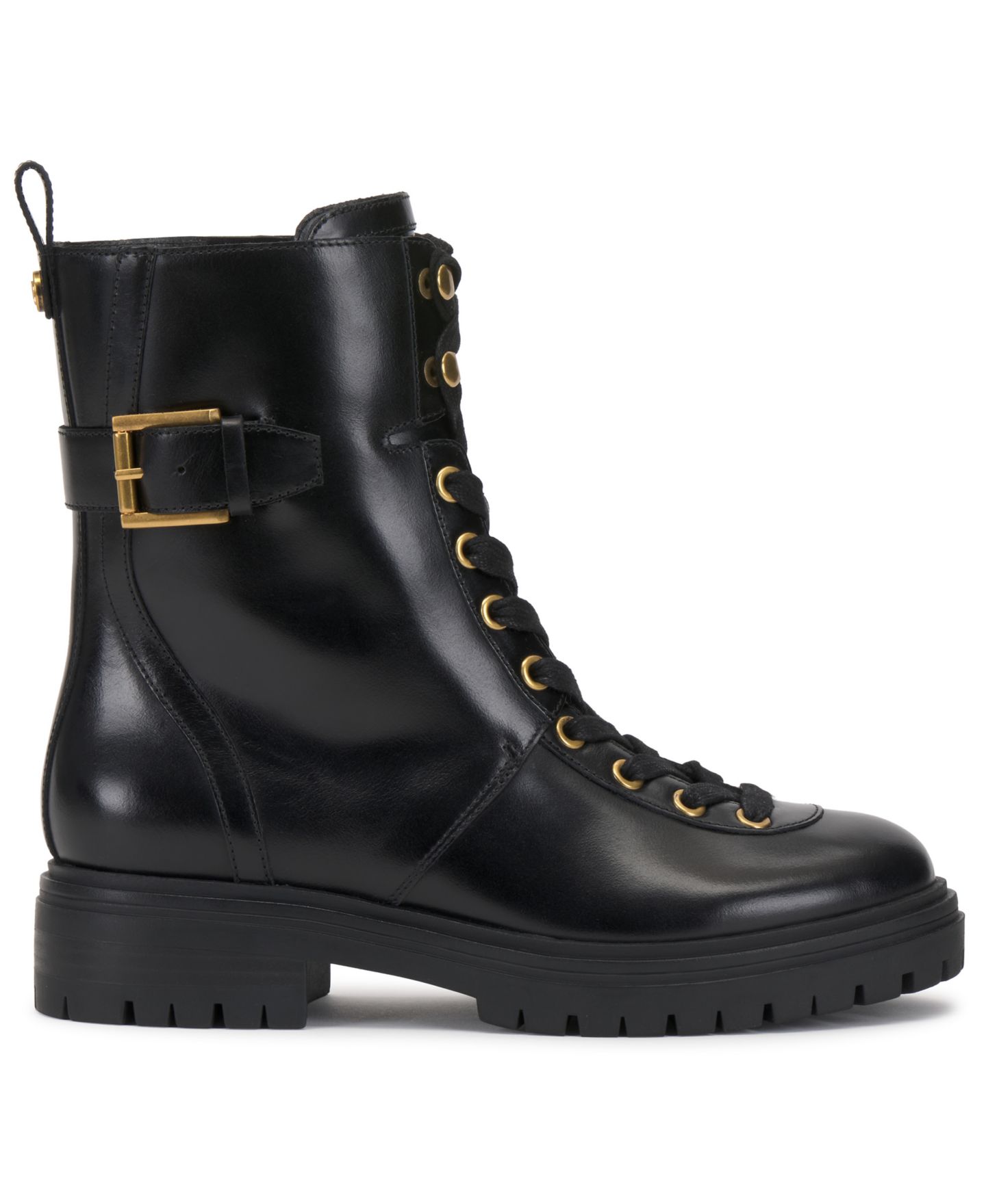 Женские ботинки Vince Camuto Becinda Lace-Up Combat Booties, цвет: Чёрный замшевый / Чёрный кожаный — фото 2