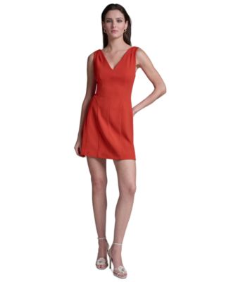Women's V-Neck Fit-and-Flare Mini Dress