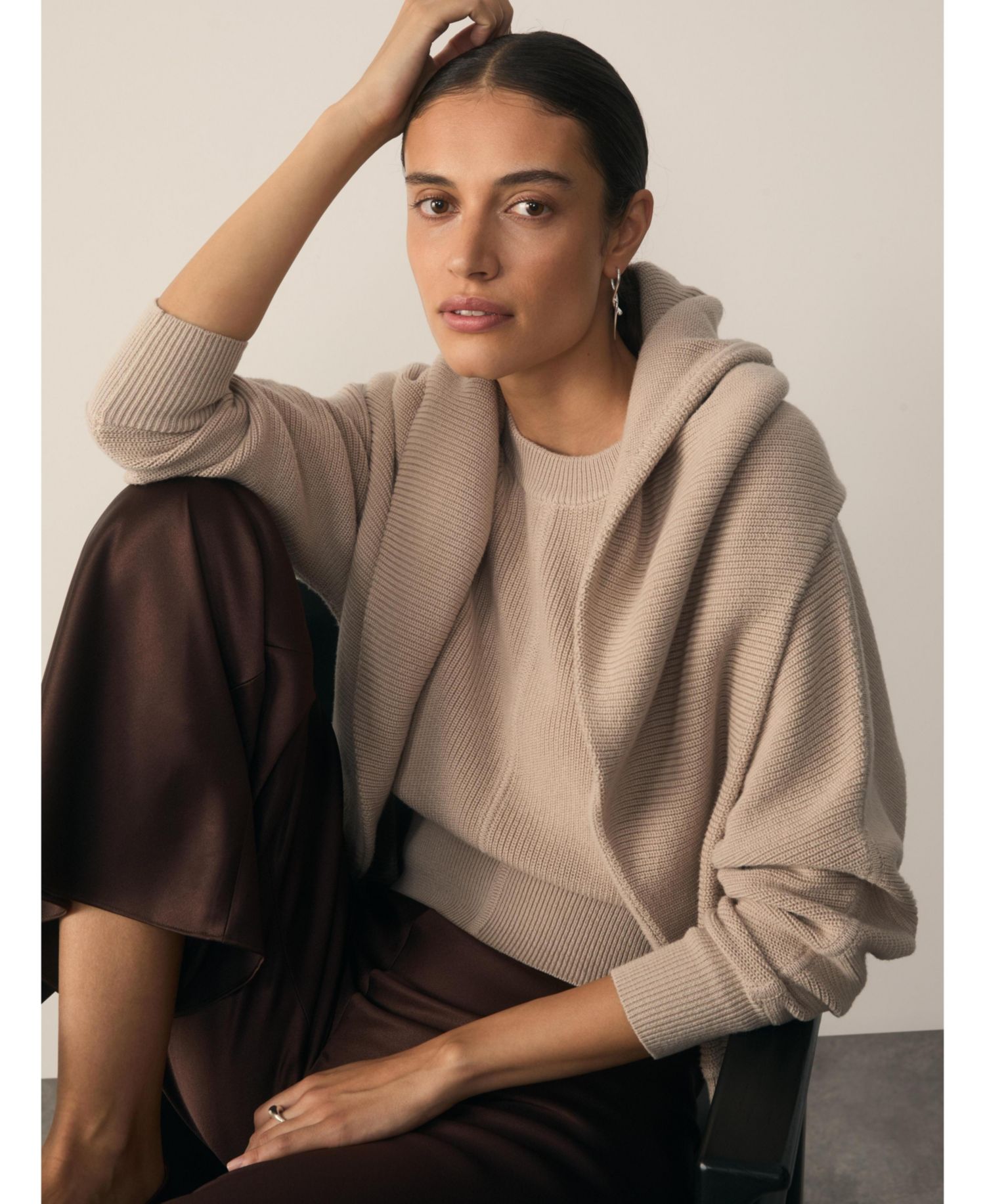 Women's Rieti Silk-Blend Ribbed-Knit Crewneck Sweater