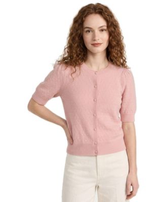 Women's Short Sleeve Pointelle Cardigan