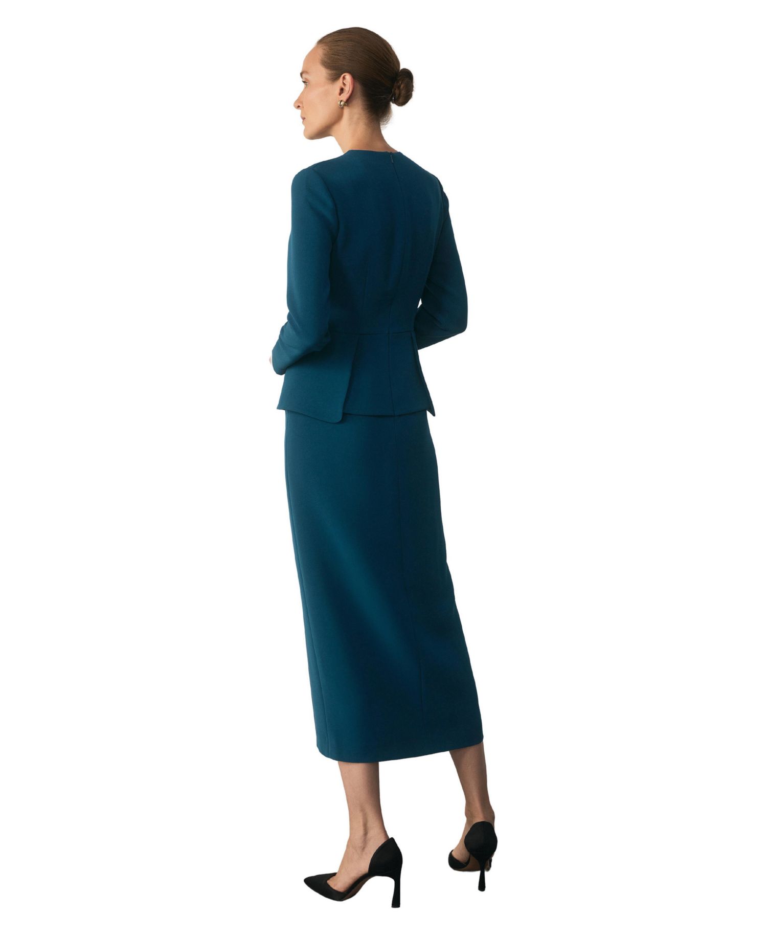 Women's Doppio Elaria Long-Sleeve Midi Peplum-Waist Dress