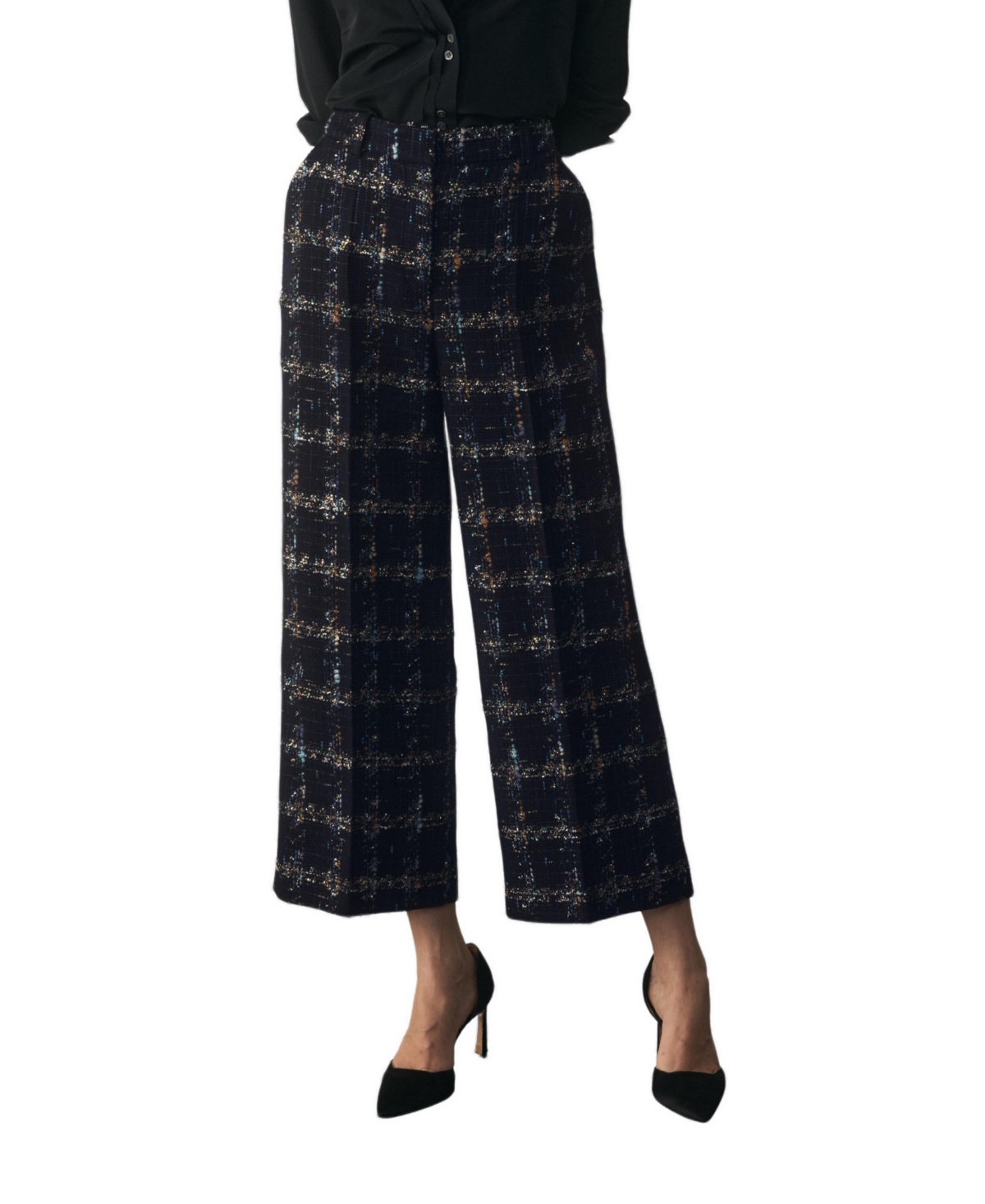 The Fold Women's Culotte High-Waisted Wide-Leg Cropped Pants