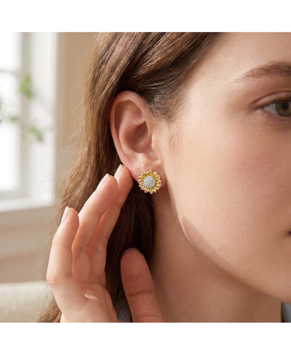 Chic 14K Gold Plated Cubic Zirconia Stud Earrings