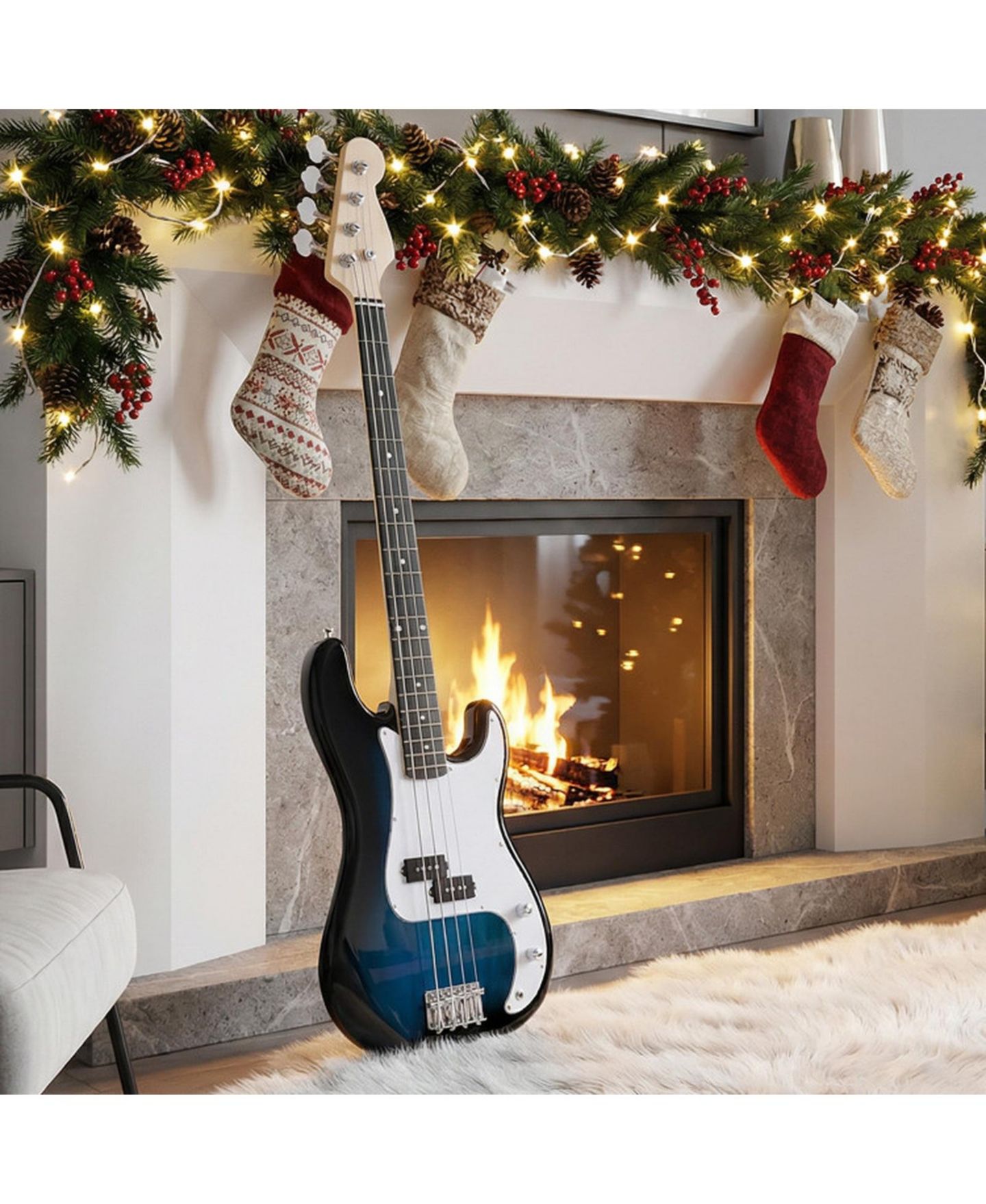 Детская игрушка SUGIFT 45.5 Inch Double-Pickup Electric Bass Guitar, Ages 12+, цвет: Синий — фото 2