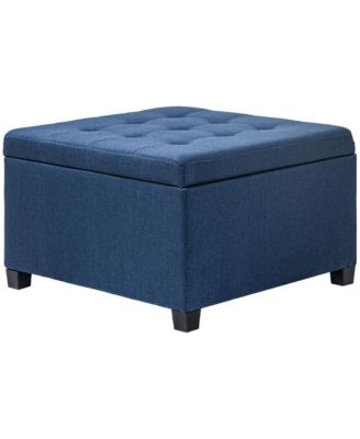 Upholstered Ottoman Bench with Soft Cushion and Linen Fabric