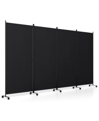 Room Divider with Lockable Wheels 4 Panel Folding Privacy Screen for Office