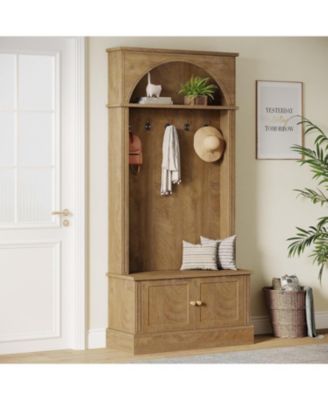 70.86" Hall Tree with Bench and Shoe Storage