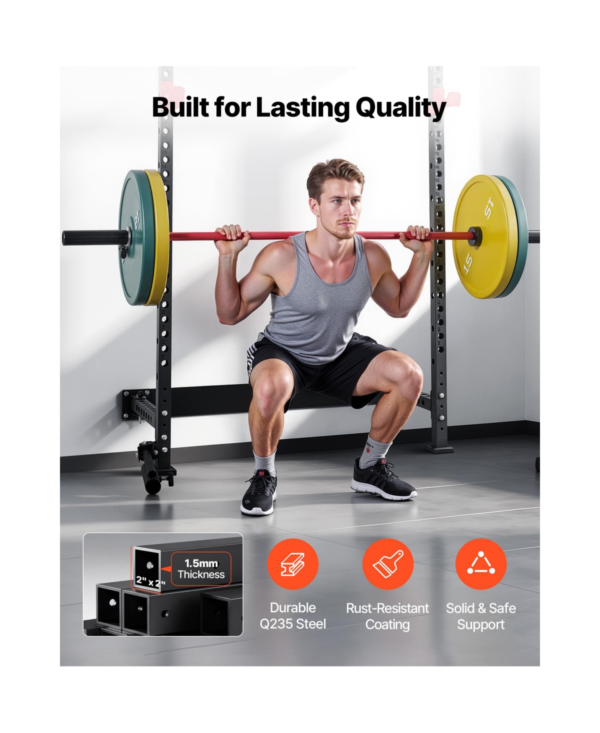 Hongge 1000 lb Folding Wall Mounted Power Rack Squat Station