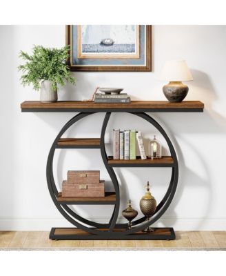 47.24" Entryway Table Wood Accent Tables with Metal Frame