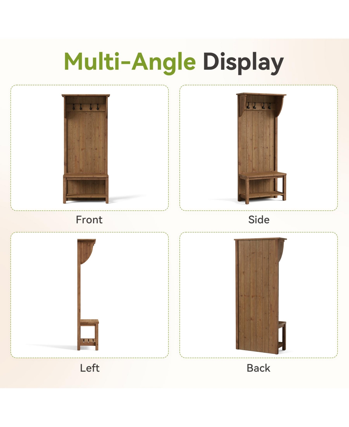 Tribesigns 70.87'' Solid Wood Hall Tree with Shoe Bench, Coat Rack