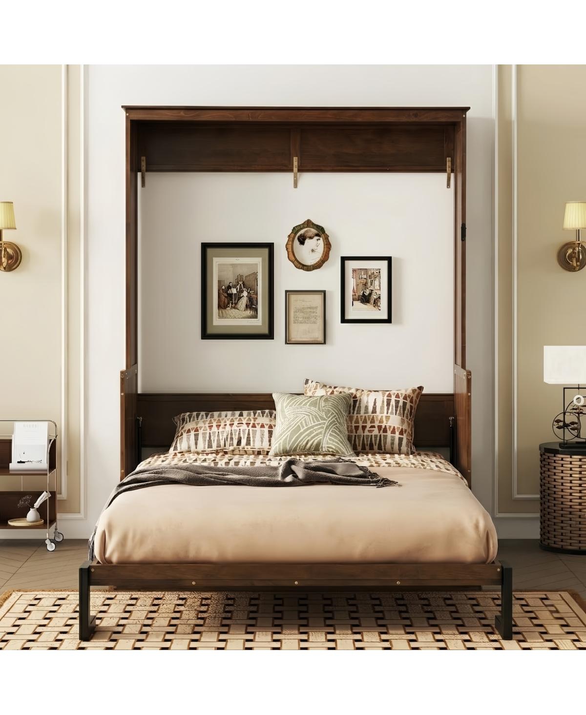 Streamdale Furniture Queen Size Wood Murphy Bed with Gas Struts