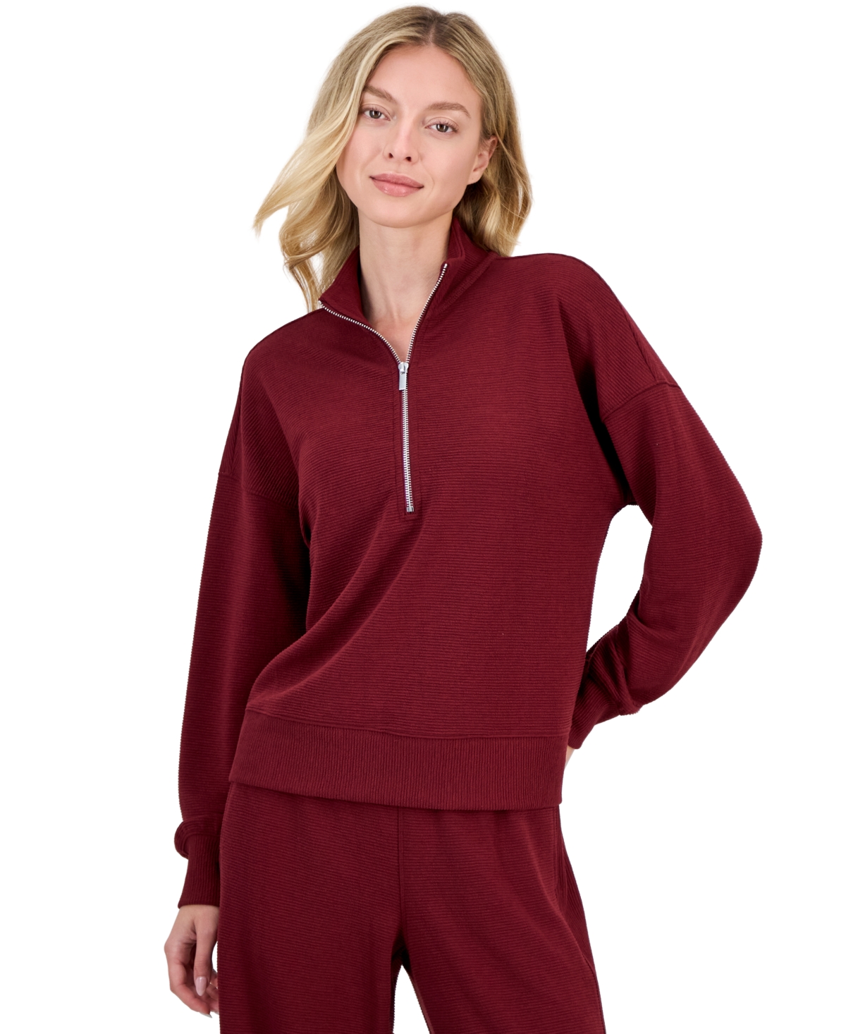 Id Ideology Women's Ottoman-Rib 1/2 Zip Mock Neck Pullover, Macy's Exclusive