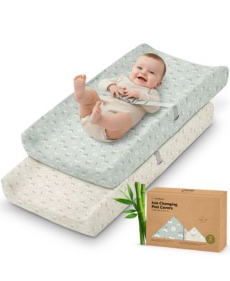 2pk Isla Changing Pad Covers for Girl, Boy, Soft Contoured Diaper Changing Table Pad Cover Sheets Neutral
