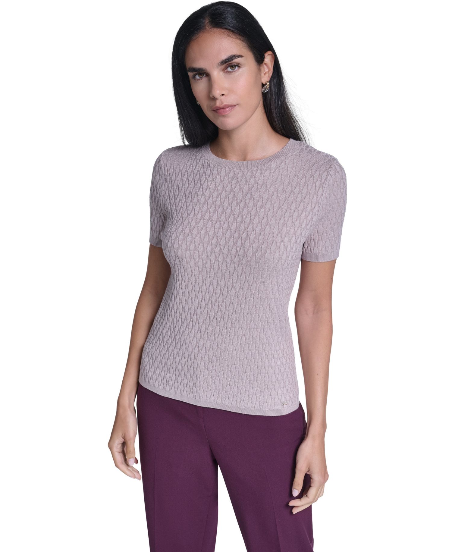 Women's Textured Lightweight Crewneck Pullover Sweater