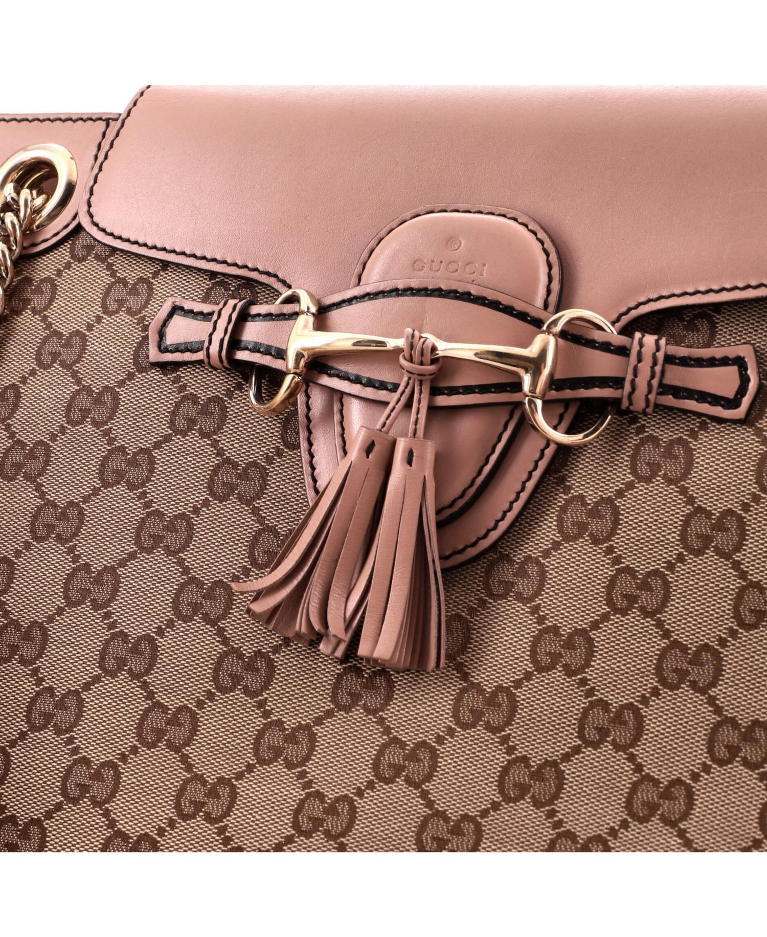 Large Emily Chain Flap Shoulder Bag GG Canvas and Leather