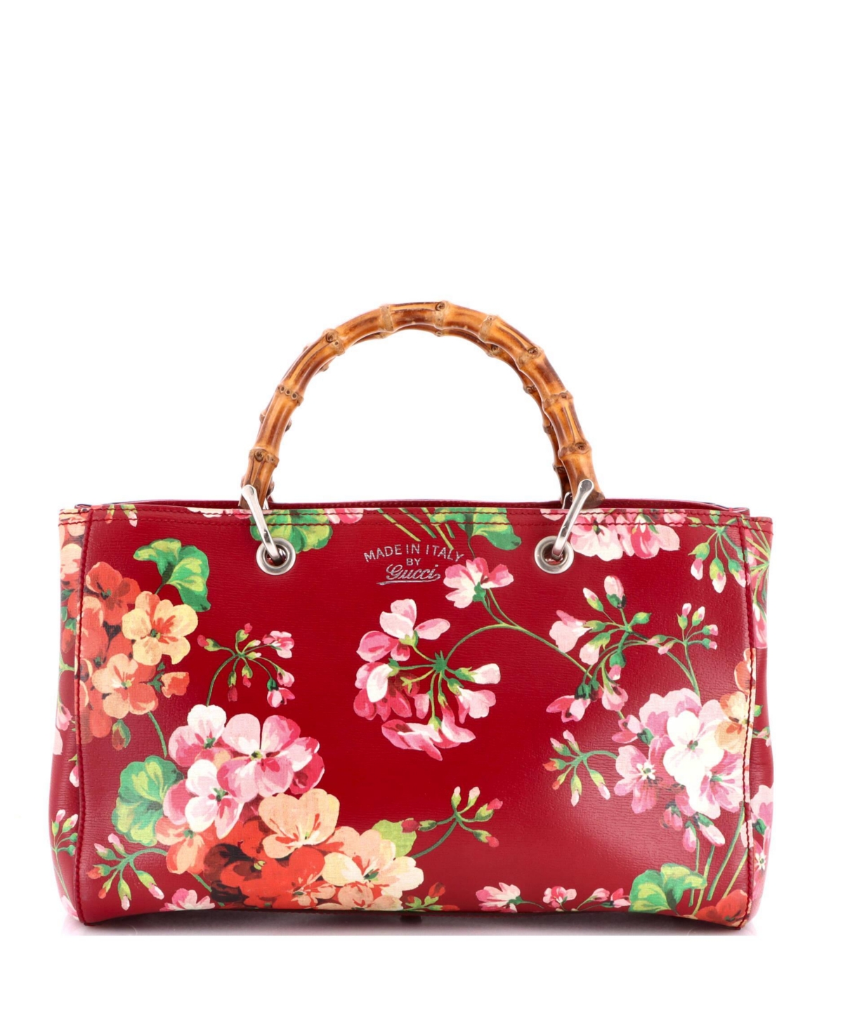 Pre-Owned Gucci Medium Bamboo Shopper Tote Blooms Print Leather